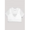 Mesh See Through Cutout Short Sleeve Sports Crop Tee